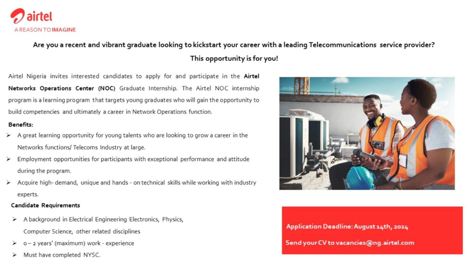 Call for Applications: Airtel NOC Internship for Graduates